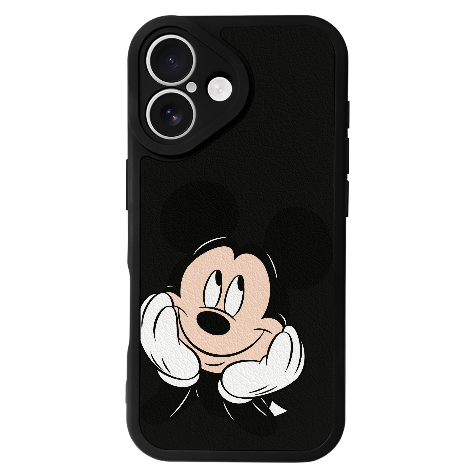 （画像用） ミッキーマウス Mickey Mouse 【iPhone 16シリーズ対応】シリコンスマホケース（レザー調） 材質：シリコン